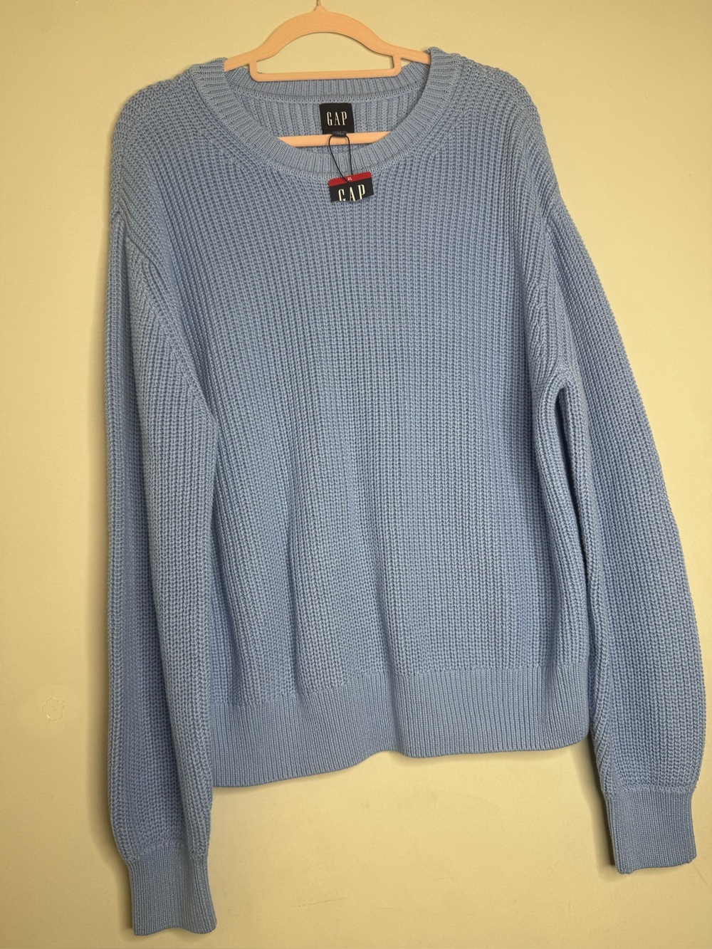 GAP Sweater Womens xl Blue Crewneck Cable Knit 100% Cotton Pullover NWT